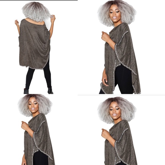 Olive green poncho - Picture 3 of 4